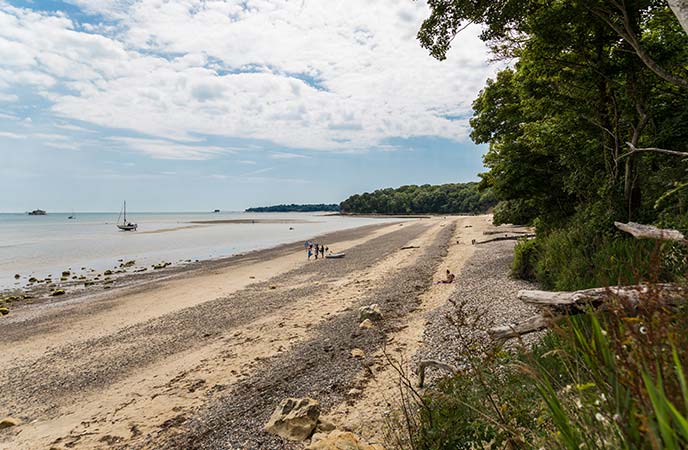 The wild and beautiful dog-friendly beach at Priory Bay on the Isle of Wight