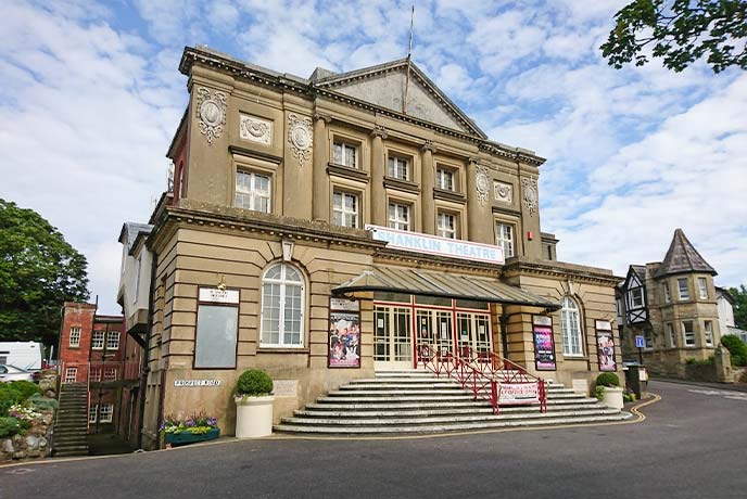 The stone exterior of Shanklin Theatre on the Isle of Wight